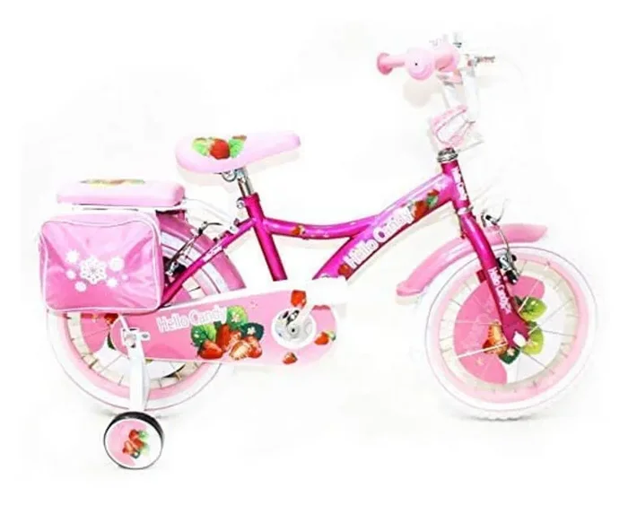 Bicicletta per Bambina 14″ 2 Freni con Cestino e Borse Laterali Fuxia