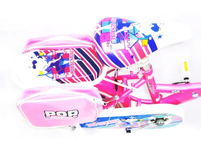 Bicicletta per Bambina 14″ 2 Freni con Cestino e Borse Laterali Rosa e Bianca - immagine 3