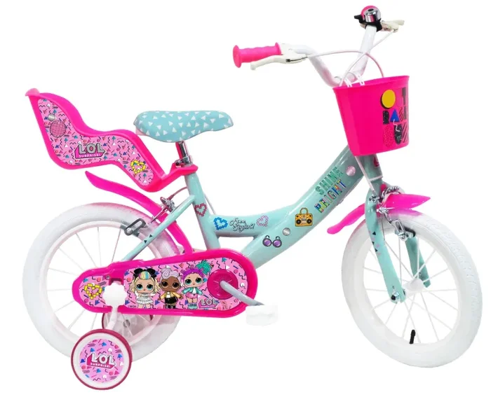 Bicicletta per Bambina 14″ 2 Freni Lol Verde Marine e Rosa Fornitura