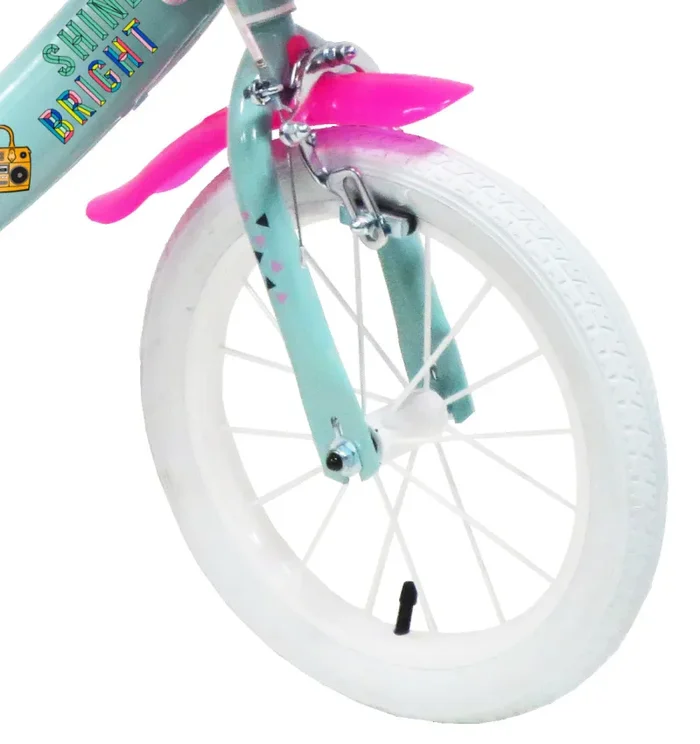 Bicicletta per Bambina 14″ 2 Freni Lol Verde Marine e Rosa Fornitura - immagine 3