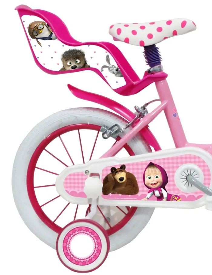 Bicicletta per Bambina 14″ 2 Freni Masha e Orso Rosa - immagine 2