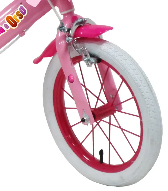 Bicicletta per Bambina 14″ 2 Freni Masha e Orso Rosa - immagine 3