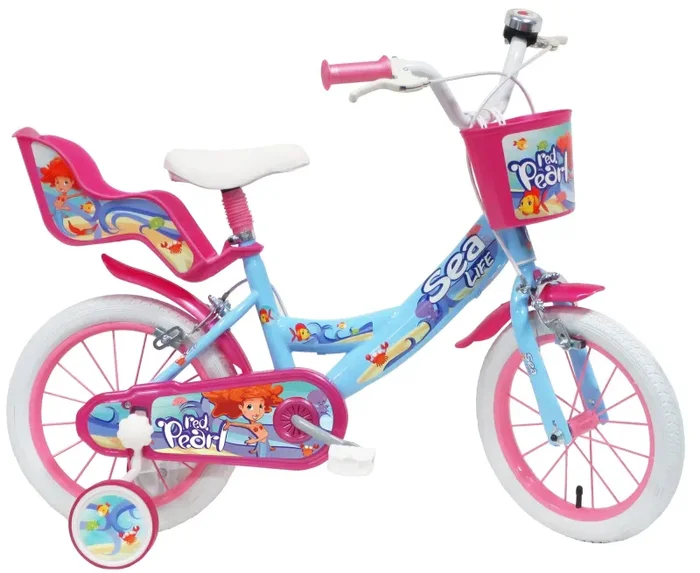 Bicicletta per Bambina 14″ 2 Freni Sea Life Verde Marine e Rosa
