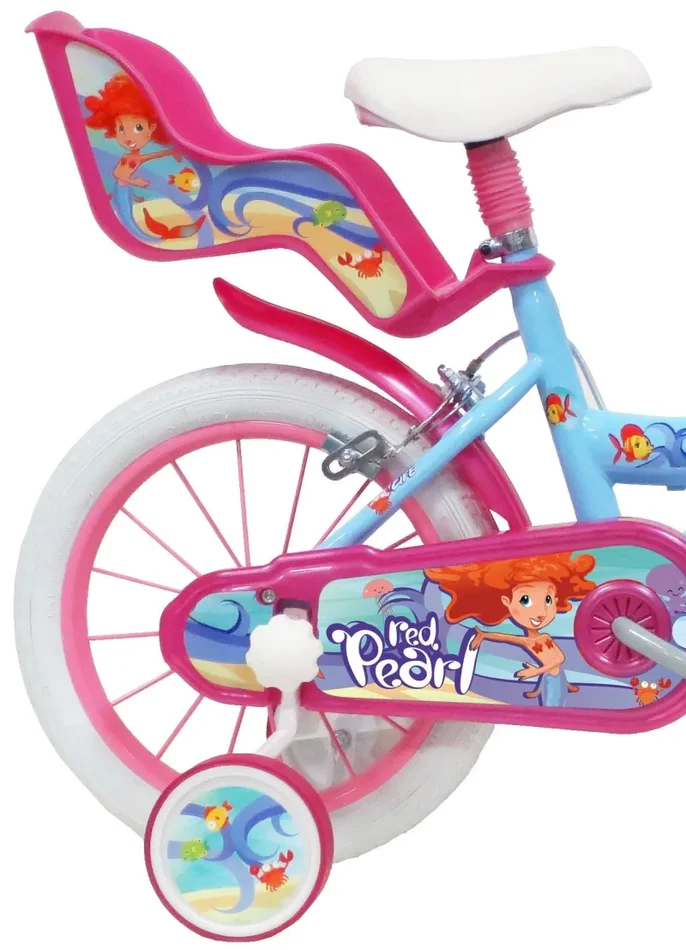 Bicicletta per Bambina 14″ 2 Freni Sea Life Verde Marine e Rosa - immagine 2