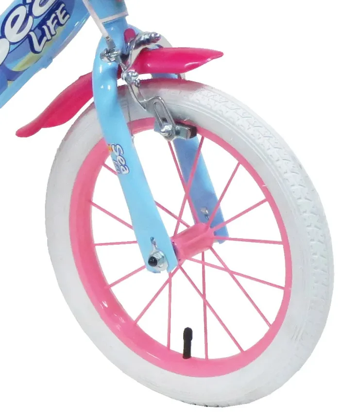 Bicicletta per Bambina 14″ 2 Freni Sea Life Verde Marine e Rosa - immagine 3