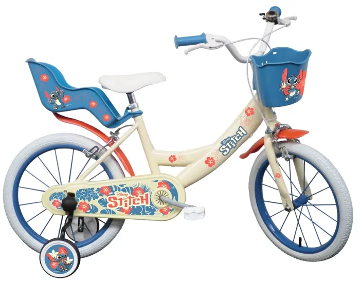 Bicicletta per Bambina 14″” 2 Freni con Licenza Disney Stitch Bianca