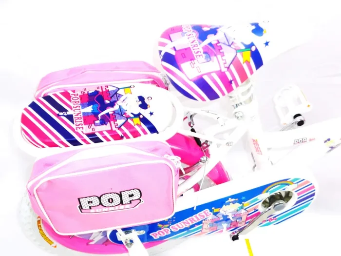 Bicicletta per Bambina 16″ 2 Freni con Cestino e Borse Laterali Bianca e Rosa - immagine 3