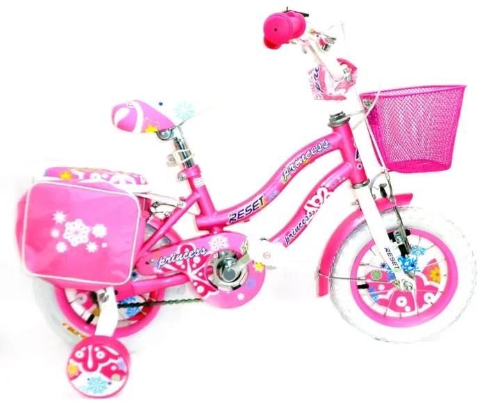 Bicicletta per Bambina 16″ 2 Freni con Cestino e Borse Laterali Rosa