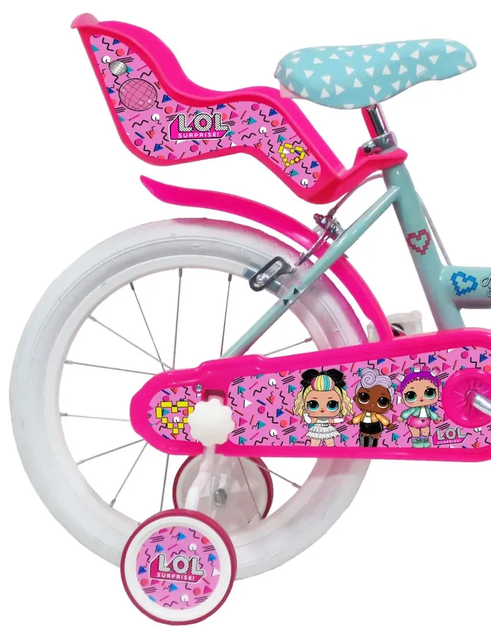Bicicletta per Bambina 16″ 2 Freni Lol Verde Marine e Rosa In saldo - immagine 2