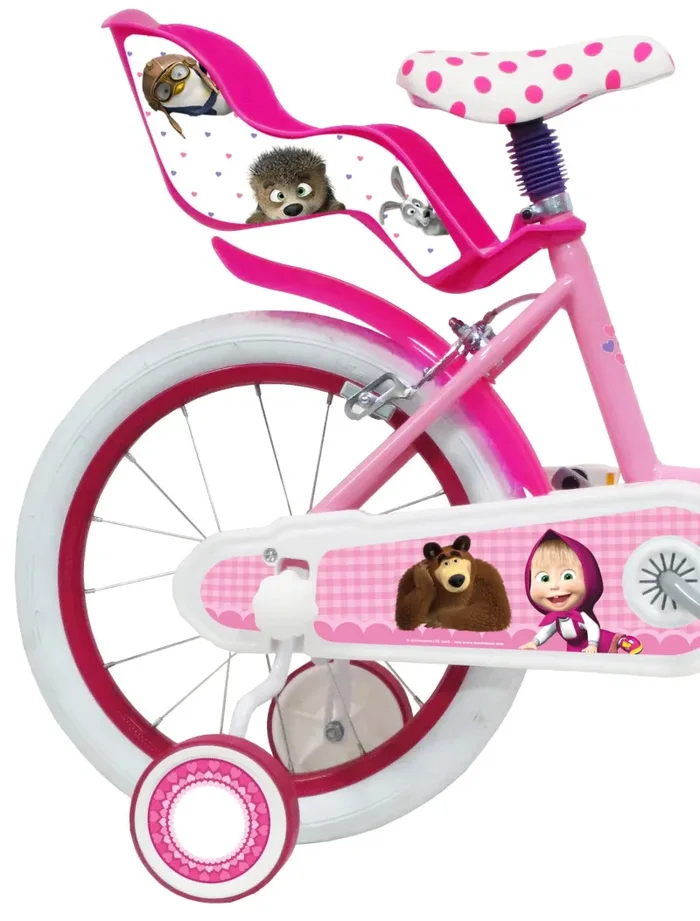 Bicicletta per Bambina 16″ 2 Freni Masha e Orso Rosa In saldo - immagine 2