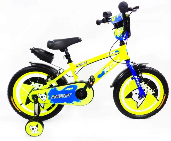 Bicicletta per Bambino 12″ 2 Freni con Borraccia e Scudetto Frontale Gialla e Blu