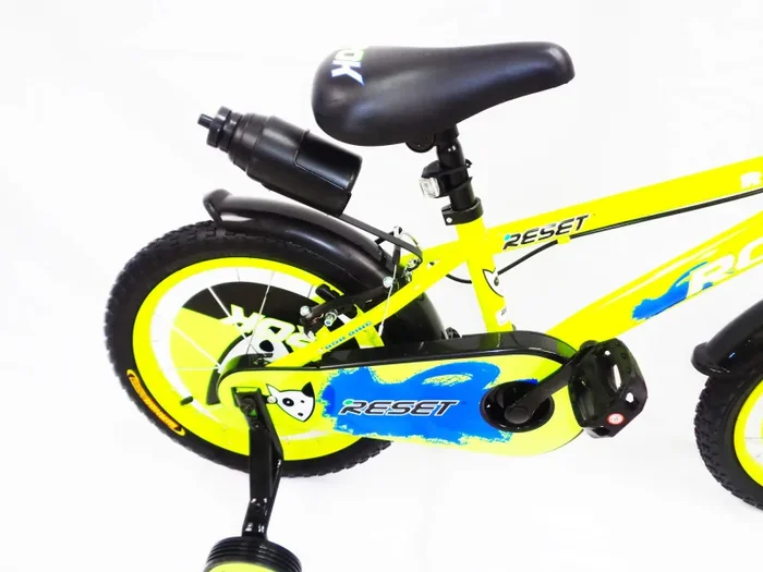 Bicicletta per Bambino 12″ 2 Freni con Borraccia e Scudetto Frontale Gialla e Blu - immagine 2