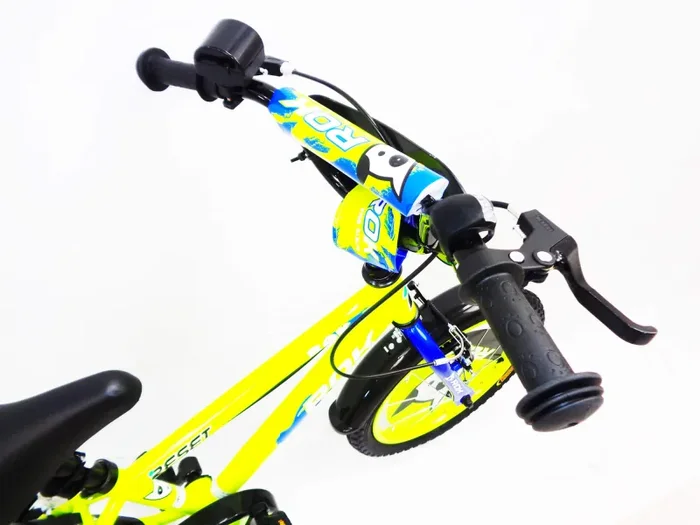 Bicicletta per Bambino 12″ 2 Freni con Borraccia e Scudetto Frontale Gialla e Blu - immagine 3