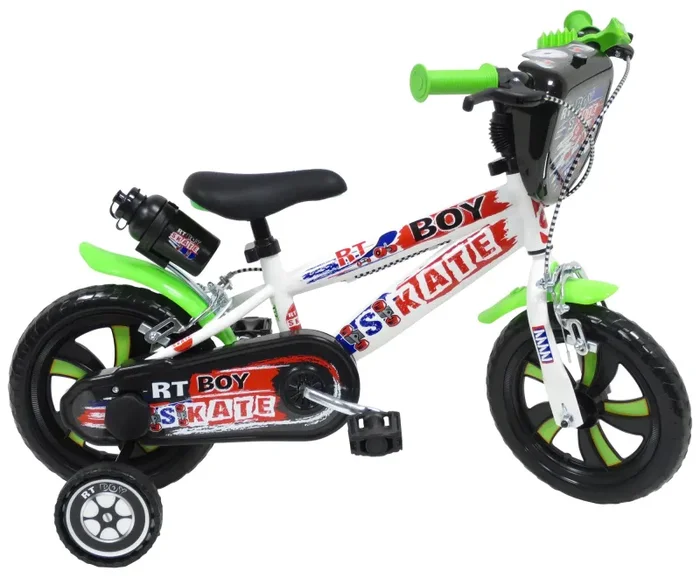 Bicicletta per Bambino 12″ 2 Freni Gomme in EVA Rt-Boy Skate Bianca/Verde