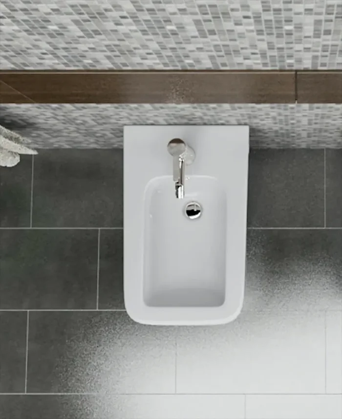 Bidet Filo a Muro in Ceramica 35x56x41 Cm Vorich Minimal Bianco Saldi - immagine 2