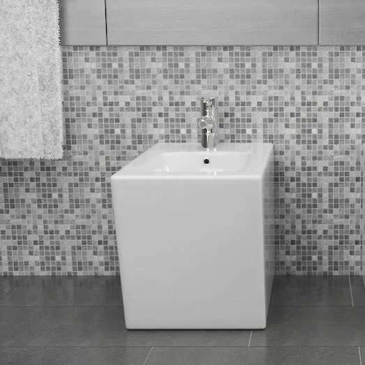 Bidet Filo Muro in Ceramica 35,5×55,5×39,5cm Vorich Square Bianco - immagine 2