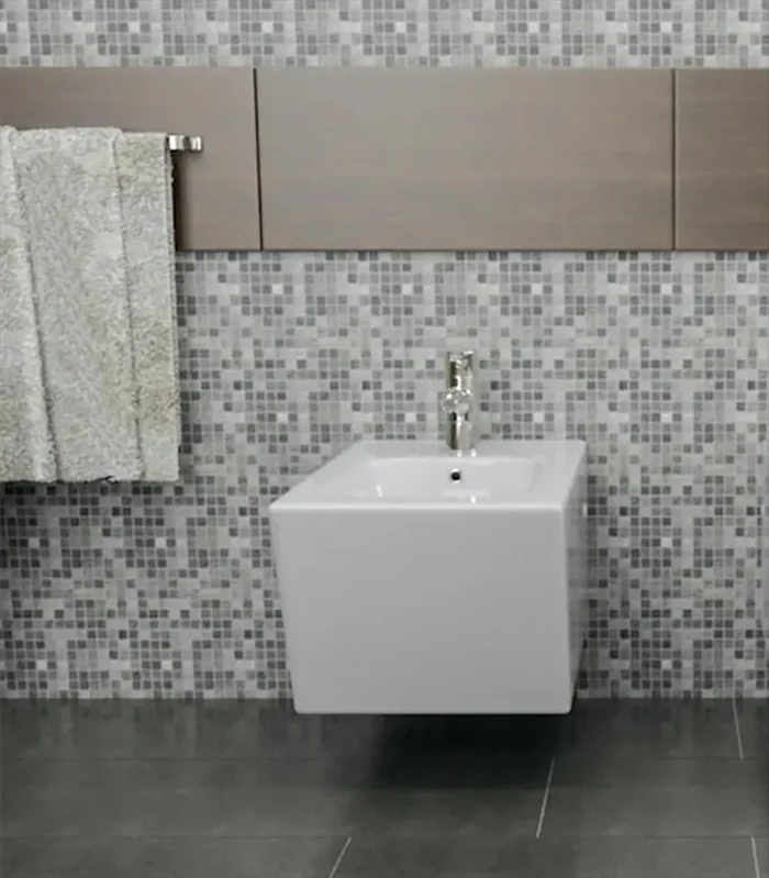 Bidet Sospeso in Ceramica 35,5×55,5×36,5 Cm Vorich Square Bianco - immagine 2