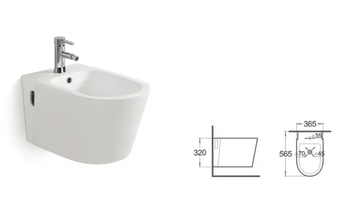 Bidet Sospeso in Ceramica 36,5×56,5×34,5 Cm Vorich Easy Bianco Vendita calda online - immagine 3