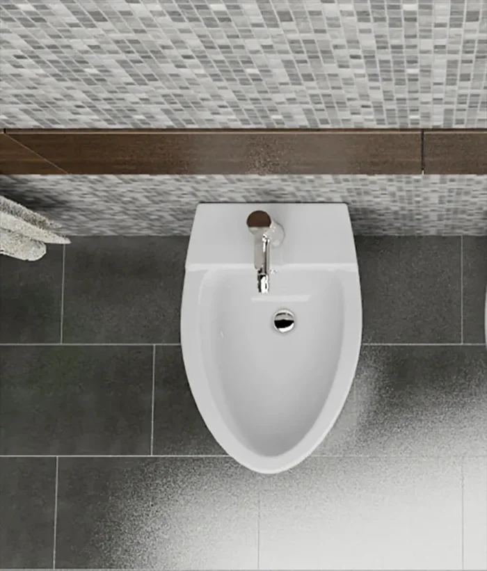 Bidet Sospeso in Ceramica 39x57x35 Cm Vorich Round Bianco - immagine 2