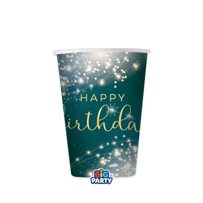 Big Party Bicchiere Carta Happy Birthday Glamour 250 Cc Cf 6 Pz