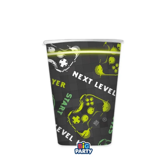 Big Party Bicchieri Carta Videogame 250 Cc Cf 6 Pz Nero Verde