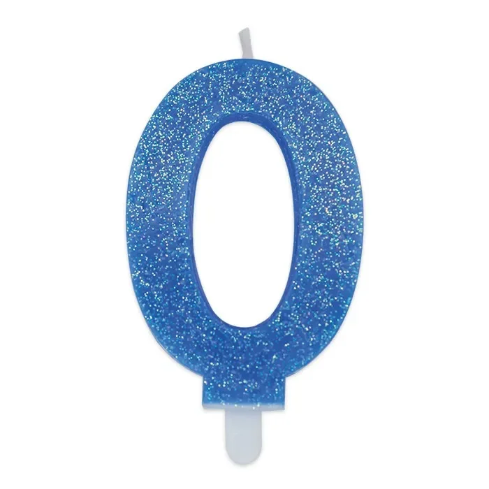Big Party Candelina Numero 0 Cera Sweety Celeste Glitter
