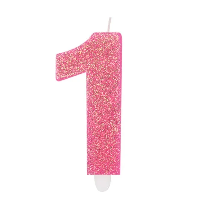 Big Party Candelina Numero 1 Cera Sweety Fuxia Glitter