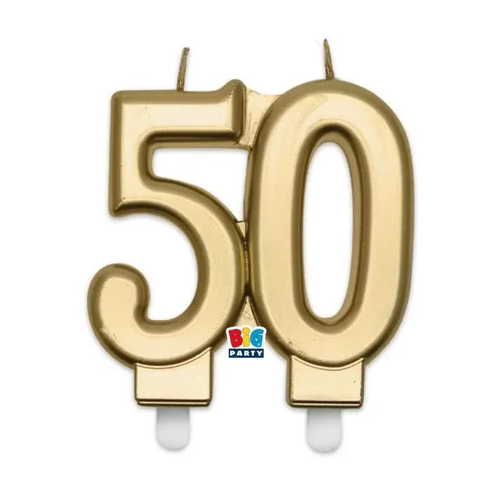 Big Party Candelina Numero 50 Elegant Gold H 9 Cm Vendita calda