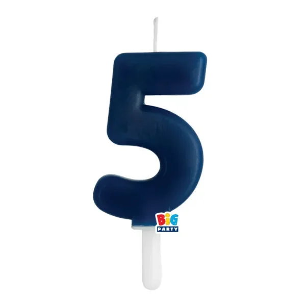 Big Party Candelina Tiny Plump Numero 5 Cera 7 Cm Blu Navy