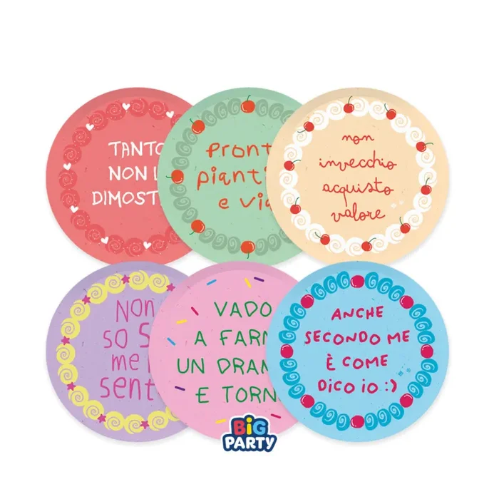 Big Party Piatti Carta Cake Party Mix D 18 Cm Cf 6 Pz