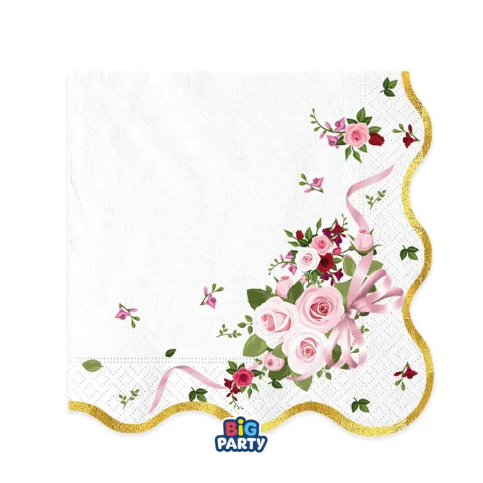 Big Party Tovaglioli Carta Pink Blossom 33 x 33 Cm Cf 16 Pz
