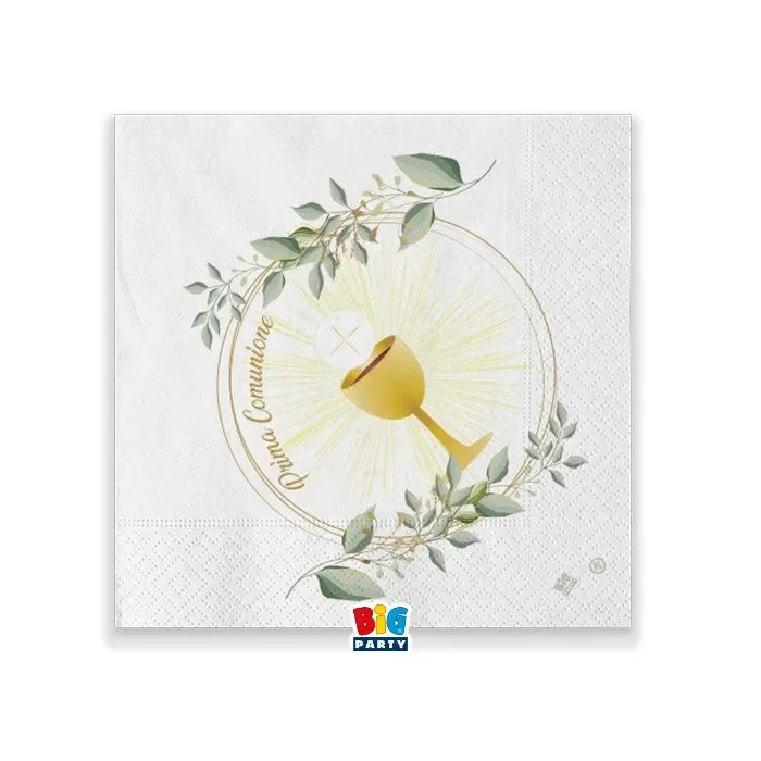 Big Party Tovaglioli Comunione Olive Green 25 x 25 Cm 20 Pz