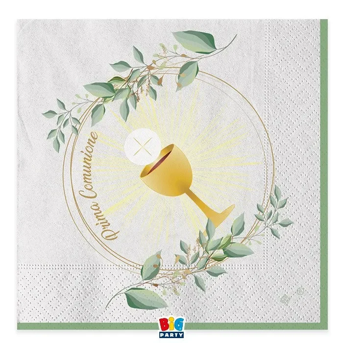 Big Party Tovaglioli Comunione Olive Green 33 x 33 Cm 20 Pz