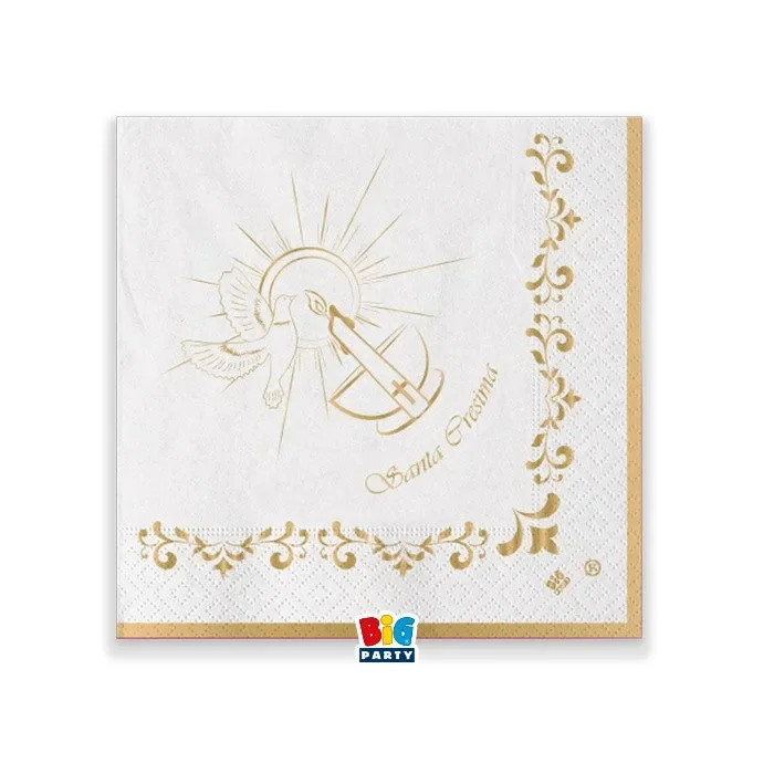 Big Party Tovaglioli Cresima Gold 25 x 25 Cm 20 Pz
