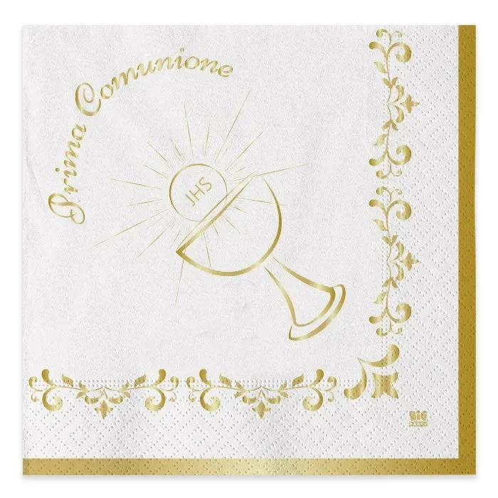 Big Party Tovaglioli Prima Comunione Gold 33 x 33 Cm 20 Pz