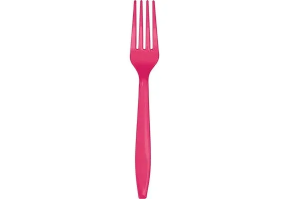 Bigiemme Forchetta Plastica H 18 Cm Fuxia Magenta 24 Pz