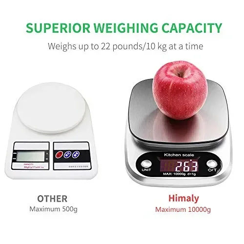 Bilancia da Cucina, 10Kg/1g Elettronica Digitale Alta Precisione… - immagine 3