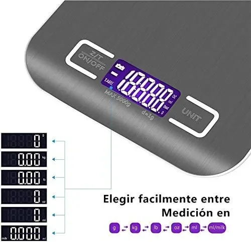 Bilancia da Cucina Smart Digitale con Funzione Tare,5kg/11 lbs Acciaio Inox… - immagine 3