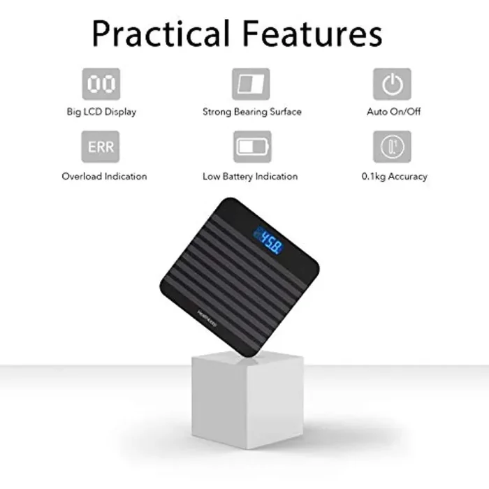 Bilancia Pesapersone Digitale Alta Precisione con Tecnologia Step-on,Bilancia Pesa Persona Digitale con Grande display a LCD, 5 kg-180 kg,argento elegante - immagine 2