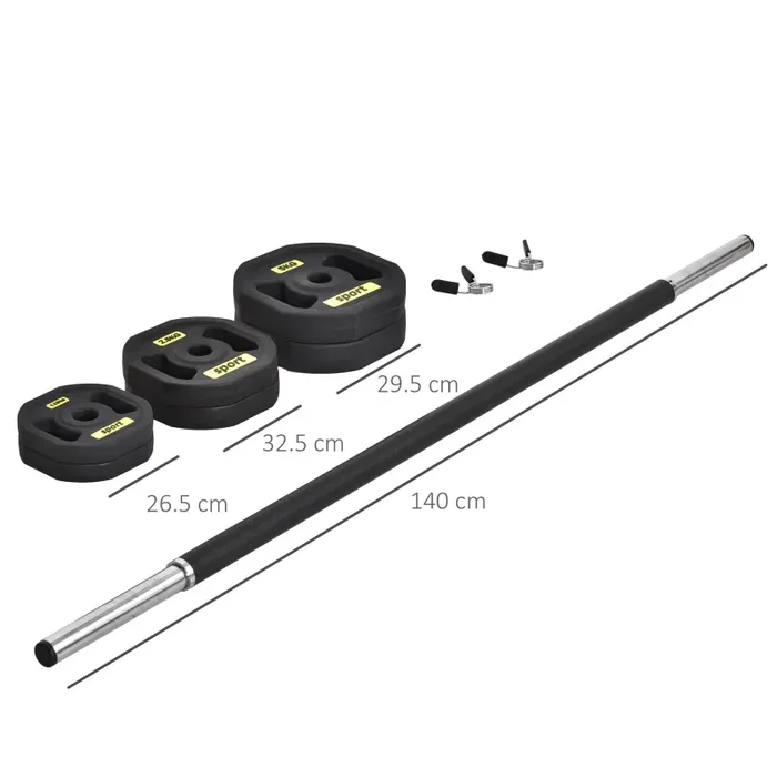 Bilanciere con Dischi 1,25Kg 2,5Kg 5Kg Peso Regolabile Nero - immagine 3