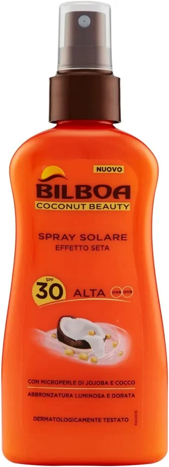 Bilboa Coconut Beauty Spray Solare con Protezione SPF 20, Spray Solare Effetto Seta con Microperle di Jojoba e Cocco, Abbronzatura Luminosa e Dorata, Dermatologicamente Testato, 200 ml - immagine 2