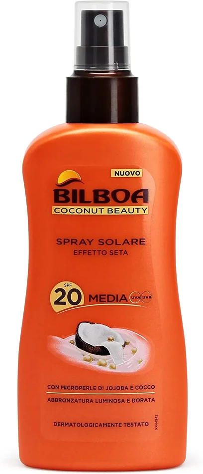 Bilboa Coconut Beauty Spray Solare con Protezione SPF 20, Spray Solare Effetto Seta con Microperle di Jojoba e Cocco, Abbronzatura Luminosa e Dorata, Dermatologicamente Testato, 200 ml - immagine 3