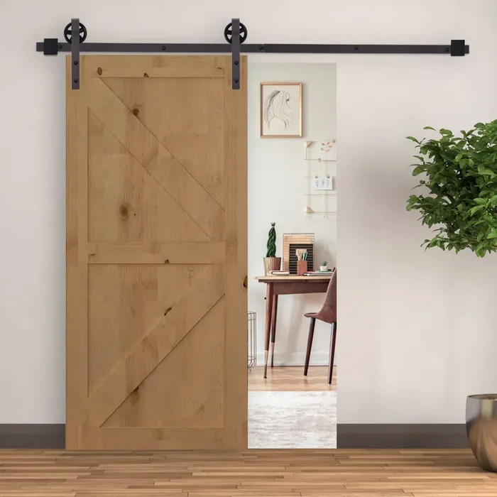 Binario per Porte Scorrevoli 183x4x0,6 cm con Kit di Accessori Nero - immagine 2