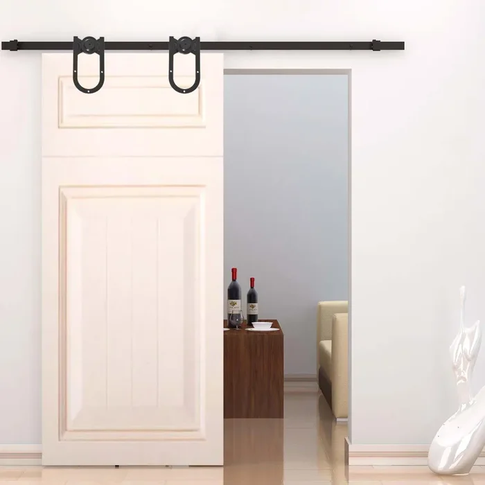 Binario per Porte Scorrevoli con Kit di Accessori in Acciaio Nero 100 cm sm 110mm - immagine 2