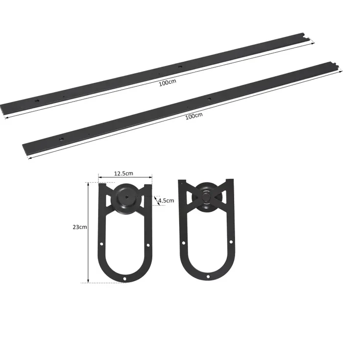 Binario per Porte Scorrevoli con Kit di Accessori in Acciaio Nero 100 cm sm 110mm - immagine 3