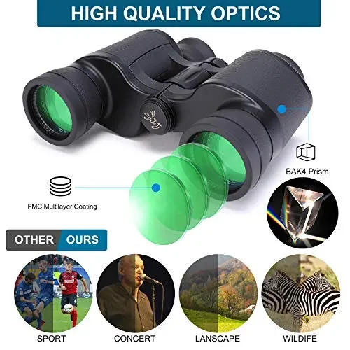 Binocolo per adulti, binocolo compatta 8×40 HD con custodia a tracolla B In saldo - immagine 2