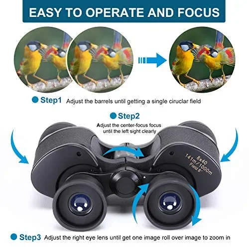 Binocolo per adulti, binocolo compatta 8×40 HD con custodia a tracolla B In saldo - immagine 3