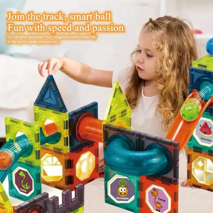 BINZKBB Deluxe 110 Pezzi Set Costruzioni Magnetiche per Bambini – Gioco Blocchi Magnetico Luminescente – Gioco Educativo STEM e Creativo per ragazzi e ragazze – Età 5 6 7 8 10+ Anni Ottima Idea Regalo - immagine 3