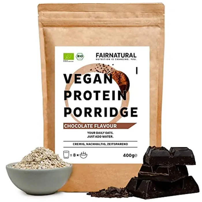 BIO Protein Porridge VEGAN Chocolate senza soia [dalla Germania] Fitness Oatmeal senza zuccheri aggiunti I Anche come Overnight Oats o vegan Oatmeal come sano Cereale Proteine Colazione (400g)