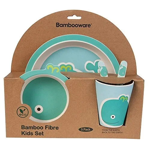 BIOZOYG Set da Cucina in bambù per Bambini 5 Pezzi Motivo: Balena I - immagine 2